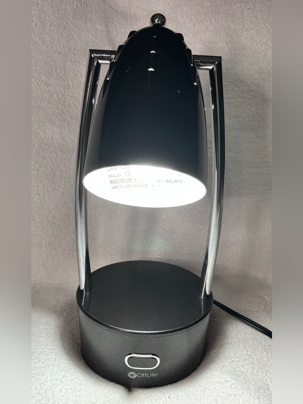 OttLite Black Desk Lamp with Chrome Accents